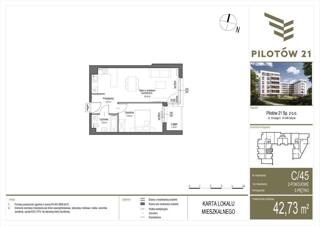 Nowe mieszkanie dwupokojowe Pilotow 21 Gdańsk, Zaspa, Pilotów 21  43m2 Foto 1