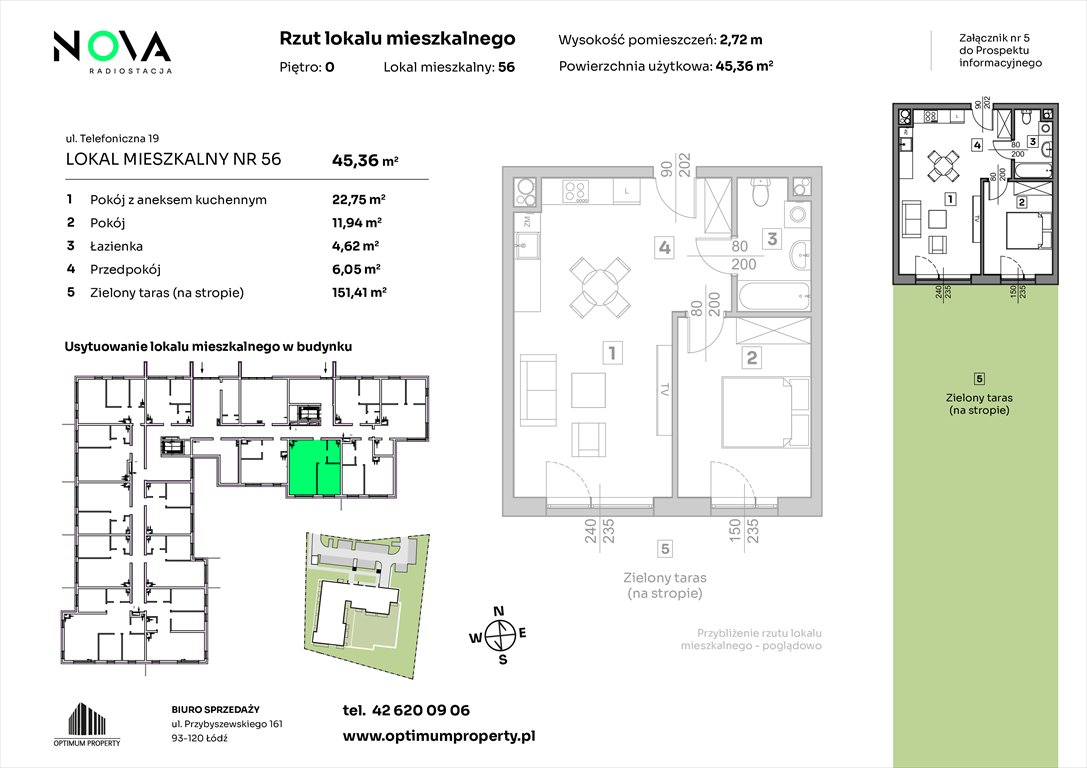 Nowe mieszkanie dwupokojowe NOVA RADIOSTACJA  Łódź, Śródmieście, ul. Telefoniczna 19  45m2 Foto 1