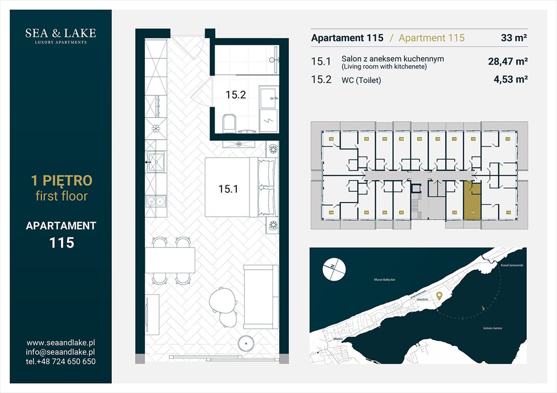 Nowa kawalerka Sea & Lake Apartamenty Mielno Molo Mielno, Unieście, Mielno Molo, Sosnowy Las 15  32m2 Foto 1