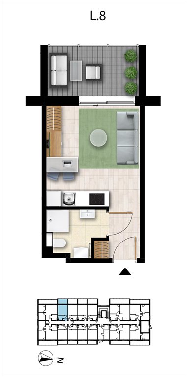 Nowa kawalerka Sunset Resort Grzybowo, Nadmorska 98 -106  22m2 Foto 1