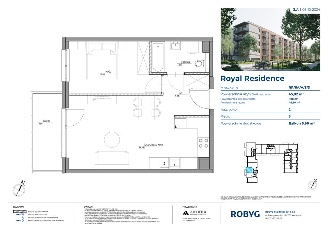 Nowe mieszkanie dwupokojowe Royal Residence Warszawa, Wilanów, Sarmacka  46m2 Foto 1