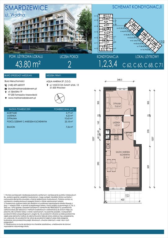 Nowe mieszkanie dwupokojowe AQUA MARINA SMARDZEWICE, WODNA  44m2 Foto 1