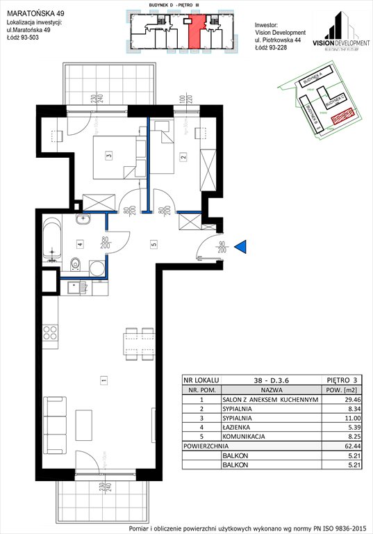 mieszkanie na sprzedaż 62m2 mieszkanie Łódź, Retkinia, Maratońska 49C
