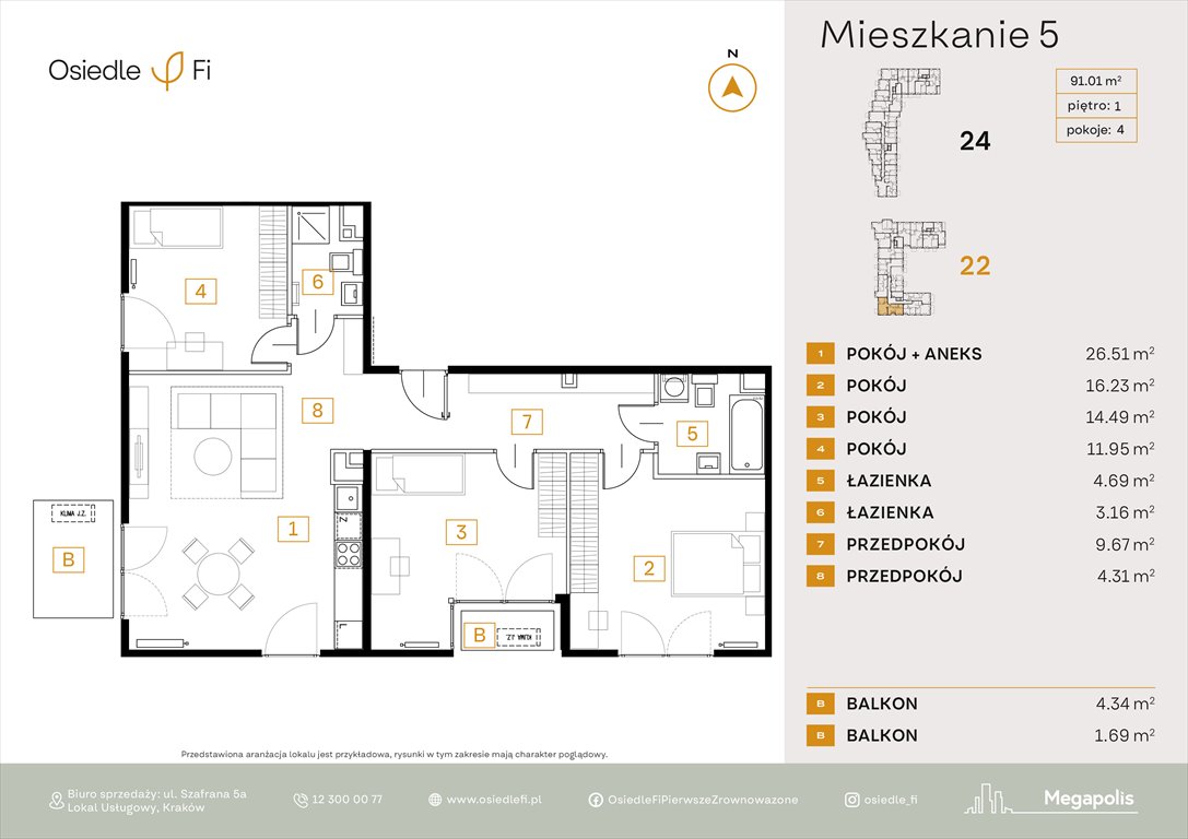 Nowe mieszkanie czteropokojowe  Osiedle FI Kraków, Rzemieślnicza 22-24  91m2 Foto 1