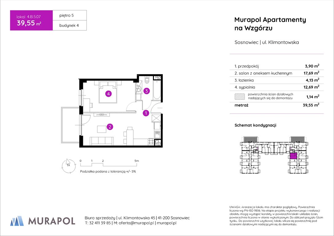 Nowe mieszkanie dwupokojowe Murapol Apartamenty na Wzgórzu Sosnowiec, ul. Klimontowska  40m2 Foto 1