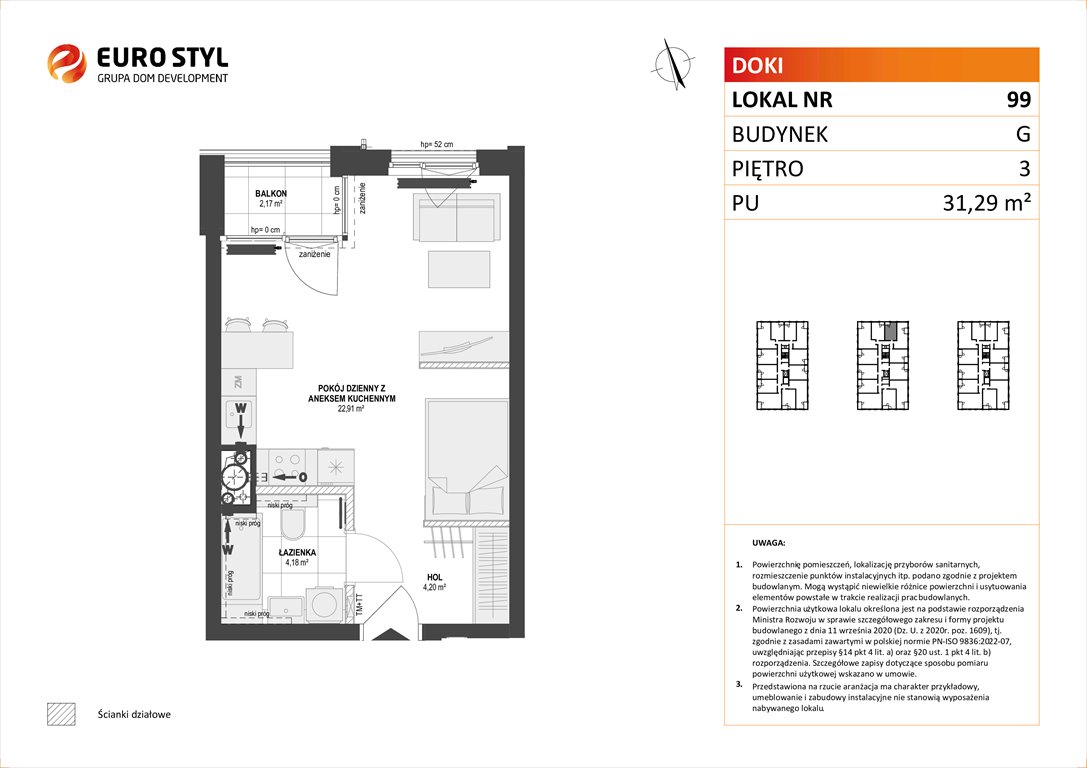 Nowa kawalerka DOKI LIVING Gdańsk, Śródmieście, ks. Jerzego Popiełuszki/Rybaki Górne  31m2 Foto 1