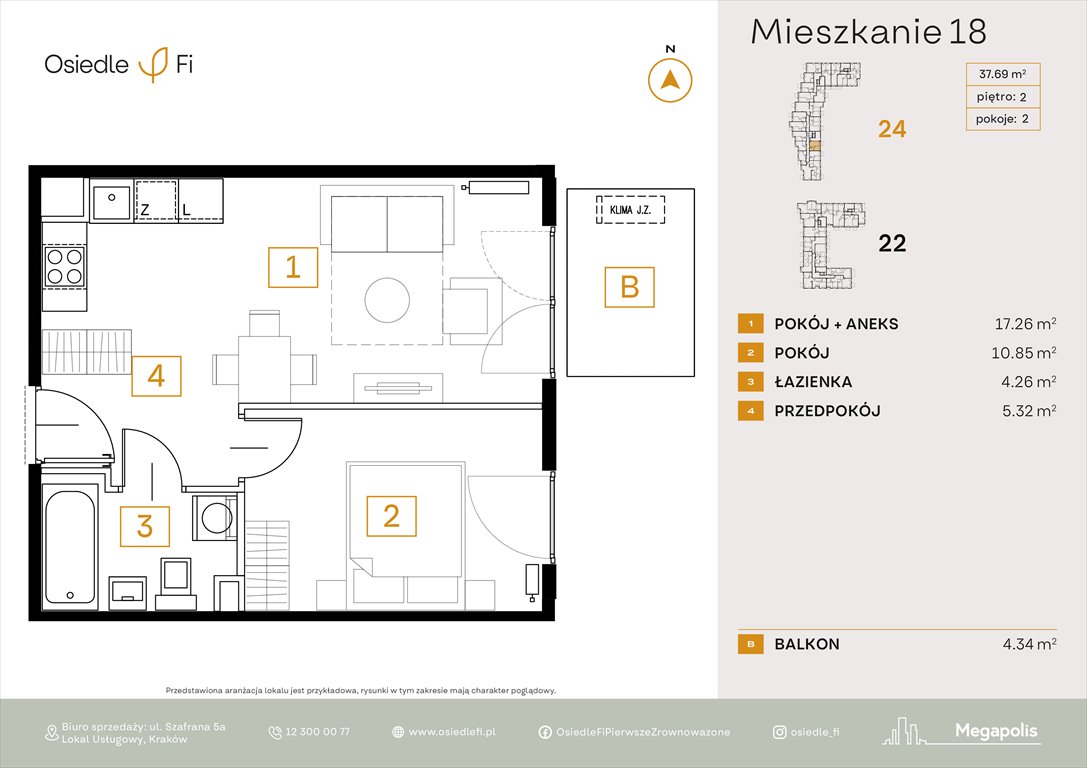 Nowe mieszkanie dwupokojowe Osiedle FI 3 Kraków, Rzemieślnicza 22-24  38m2 Foto 1