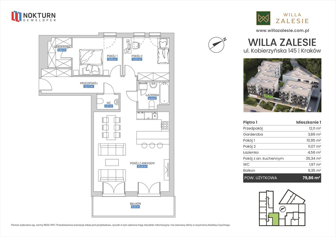 Nowe mieszkanie trzypokojowe Willa Zalesie Kraków, Ruczaj, Kobierzyńska 145  80m2 Foto 1