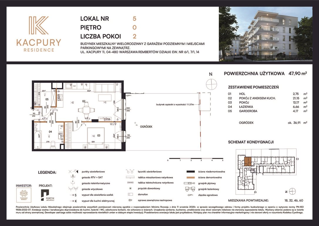 Nowe mieszkanie dwupokojowe Kacpury Residence Warszawa, Rembetów, Kacpury 11  48m2 Foto 1