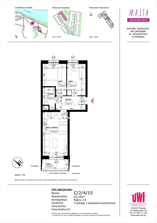 Nowe mieszkanie trzypokojowe MALTA Wołkowyska etap 3 Poznań, Rataje, ul. Klemensa Mikuły 1 i 3  52m2 Foto 1
