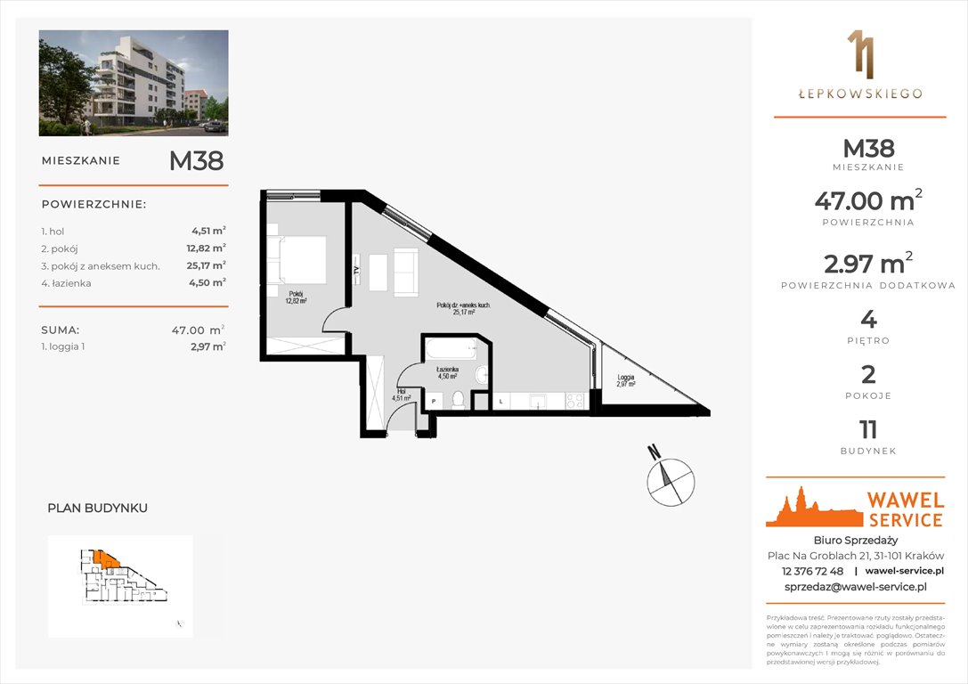 mieszkanie na sprzedaż 47m2 mieszkanie Kraków, Prądnik Czerwony, Łepkowskiego 11