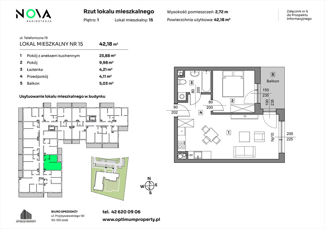 Nowe mieszkanie dwupokojowe NOVA RADIOSTACJA  Łódź, Śródmieście, ul. Telefoniczna 19  42m2 Foto 1