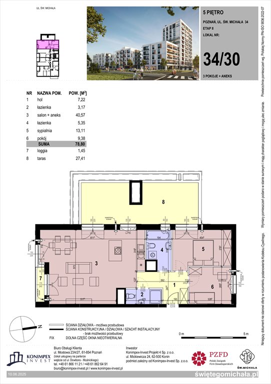 Nowe mieszkanie trzypokojowe Świętego Michała etap 2 Poznań, Komandoria, Świętego Michała 36  79m2 Foto 1