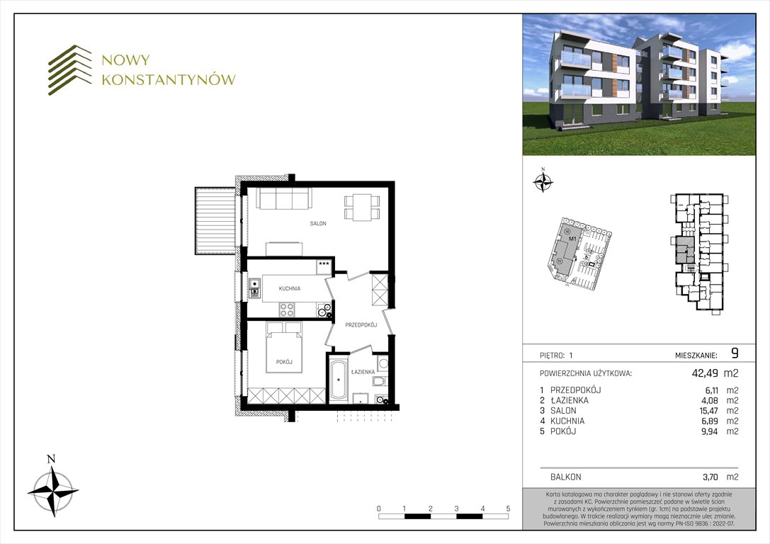 Nowe mieszkanie dwupokojowe Nowy Konstantynów Konstantynów Łódzki, Kosynierów 10 B  42m2 Foto 1