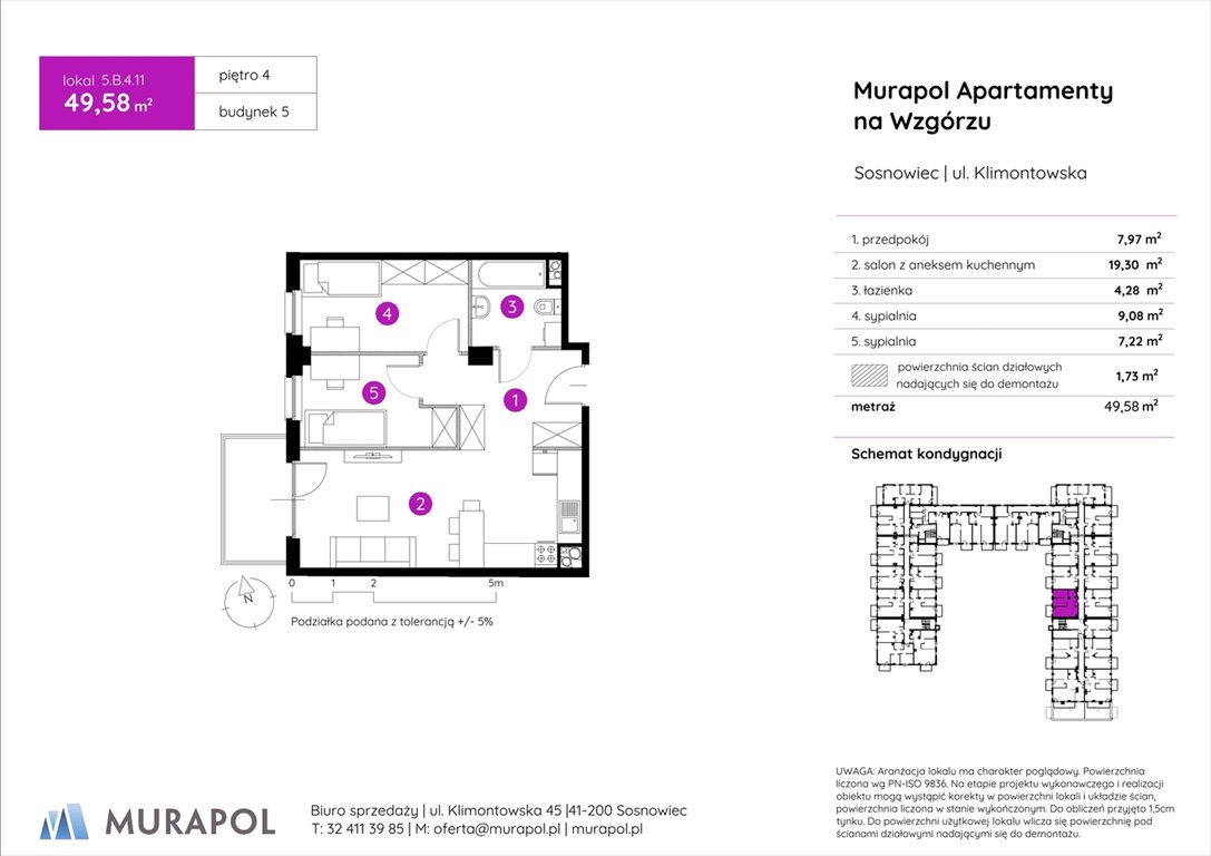 Nowe mieszkanie trzypokojowe Murapol Apartamenty na Wzgórzu Sosnowiec, ul. Klimontowska  50m2 Foto 1