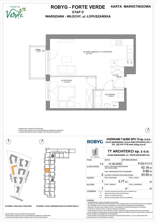 Nowe mieszkanie dwupokojowe Forte Verde Warszawa, Włochy, Łopuszańska 28  42m2 Foto 1