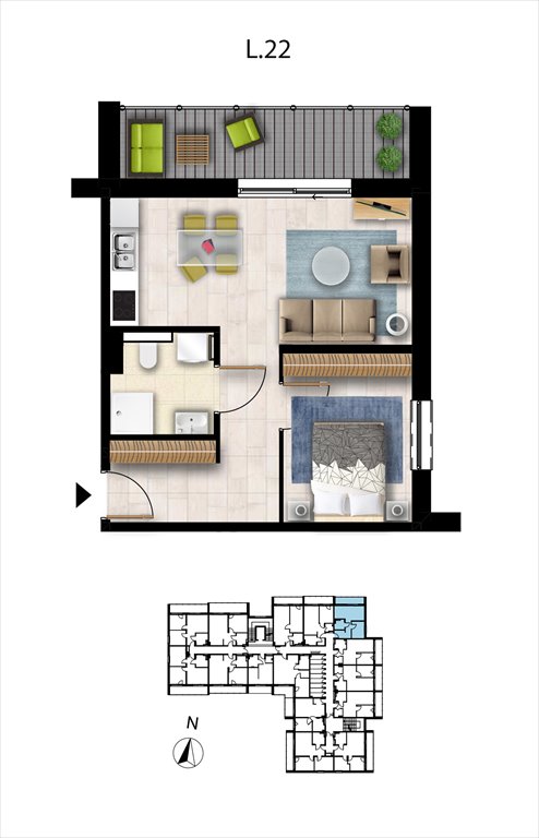 Nowe mieszkanie dwupokojowe Sunset Resort Grzybowo, Nadmorska 98 -106  38m2 Foto 1