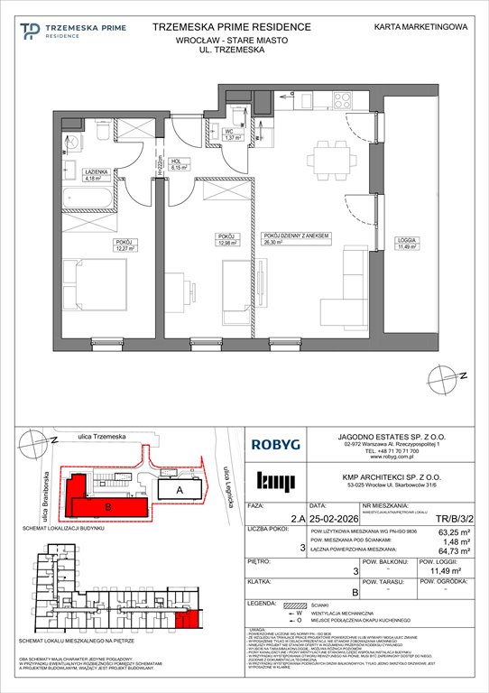 Nowe mieszkanie trzypokojowe Trzemeska Prime Residence Wrocław, Stare Miasto, Trzemeska  63m2 Foto 1