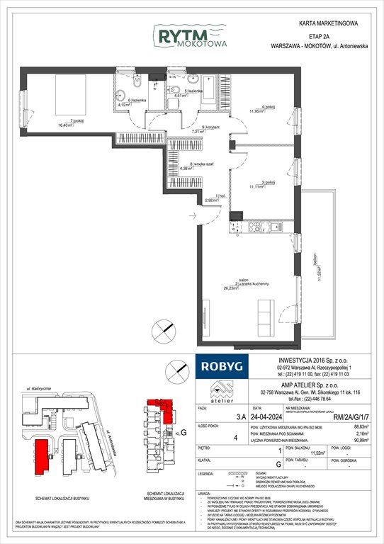 Nowe mieszkanie czteropokojowe  Rytm Mokotowa Warszawa, Mokotów, Antoniewska  89m2 Foto 1