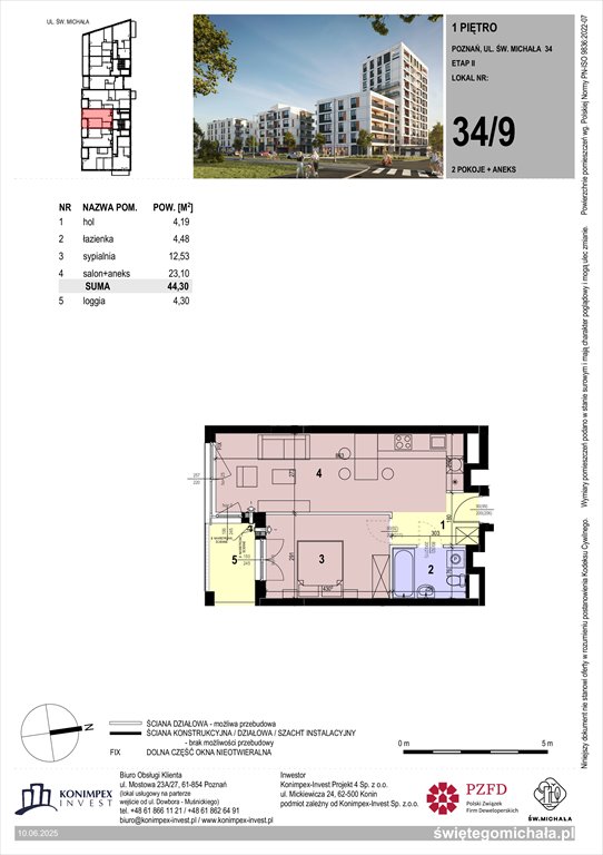 Nowe mieszkanie dwupokojowe Świętego Michała etap 2 Poznań, Komandoria, Świętego Michała 36  44m2 Foto 1