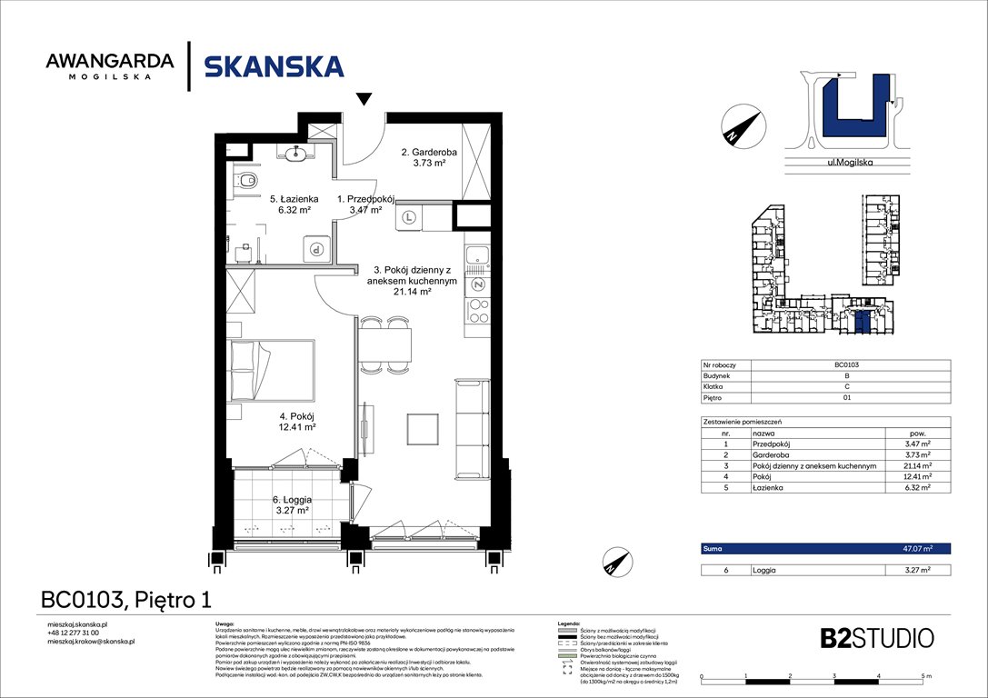 Nowe mieszkanie dwupokojowe Awangarda Mogilska Kraków, Prądnik Czerwony, Mogilska 126  47m2 Foto 1