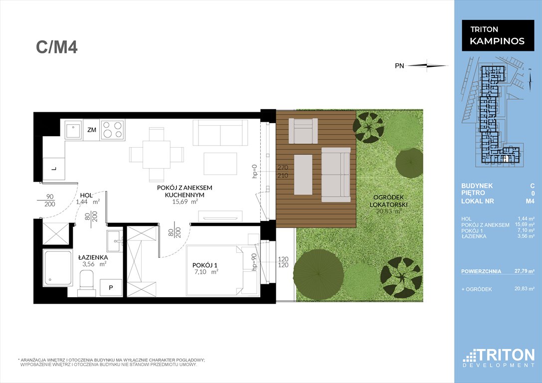 Nowe mieszkanie Triton Kampinos Łomna-Las, Wiśniowa dz. 5/53  28m2 Foto 1