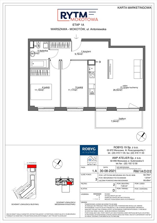 Nowe mieszkanie trzypokojowe Rytm Mokotowa Warszawa, Mokotów, Antoniewska 3B  63m2 Foto 1