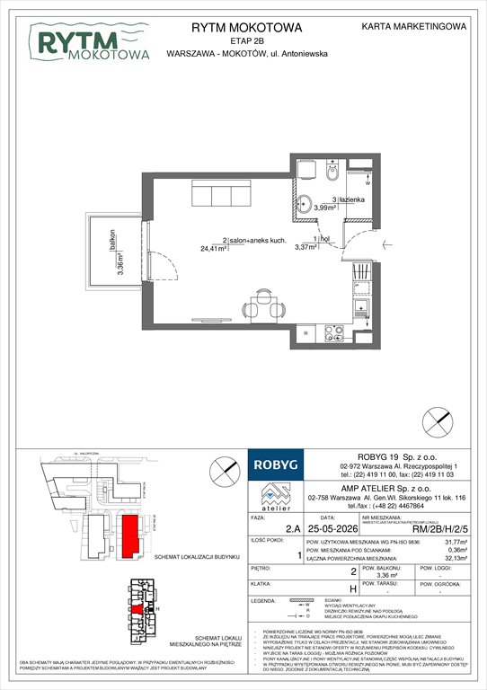 Nowa kawalerka Rytm Mokotowa Warszawa, Mokotów, Antoniewska 3B  32m2 Foto 1