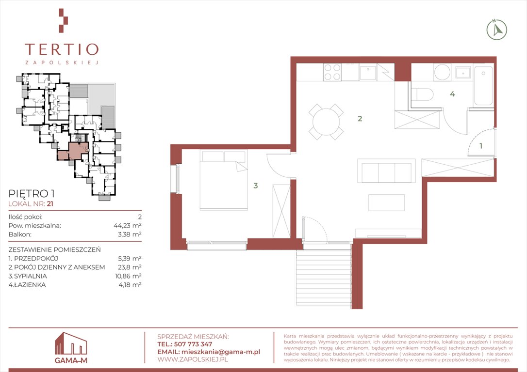 Nowe mieszkanie dwupokojowe Tertio Zapolskiej Kraków, Bronowice, Gabrieli Zapolskiej 21  44m2 Foto 1