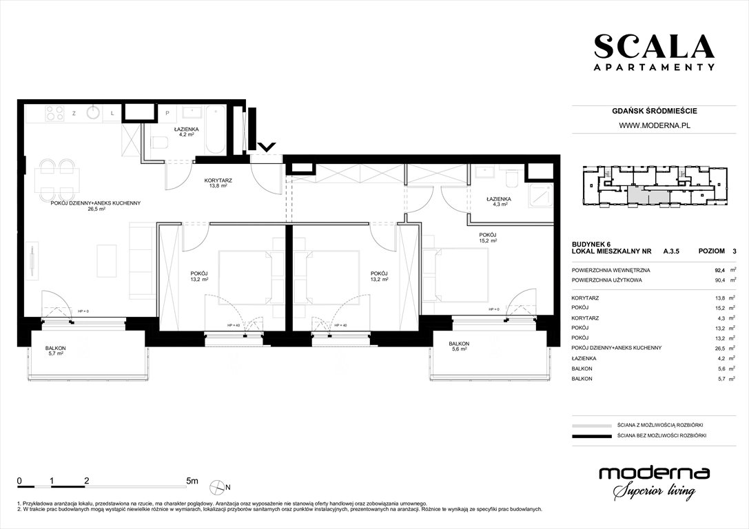 Nowe mieszkanie czteropokojowe  Scala Gdańsk, ul. Łąkowa 60  92m2 Foto 1