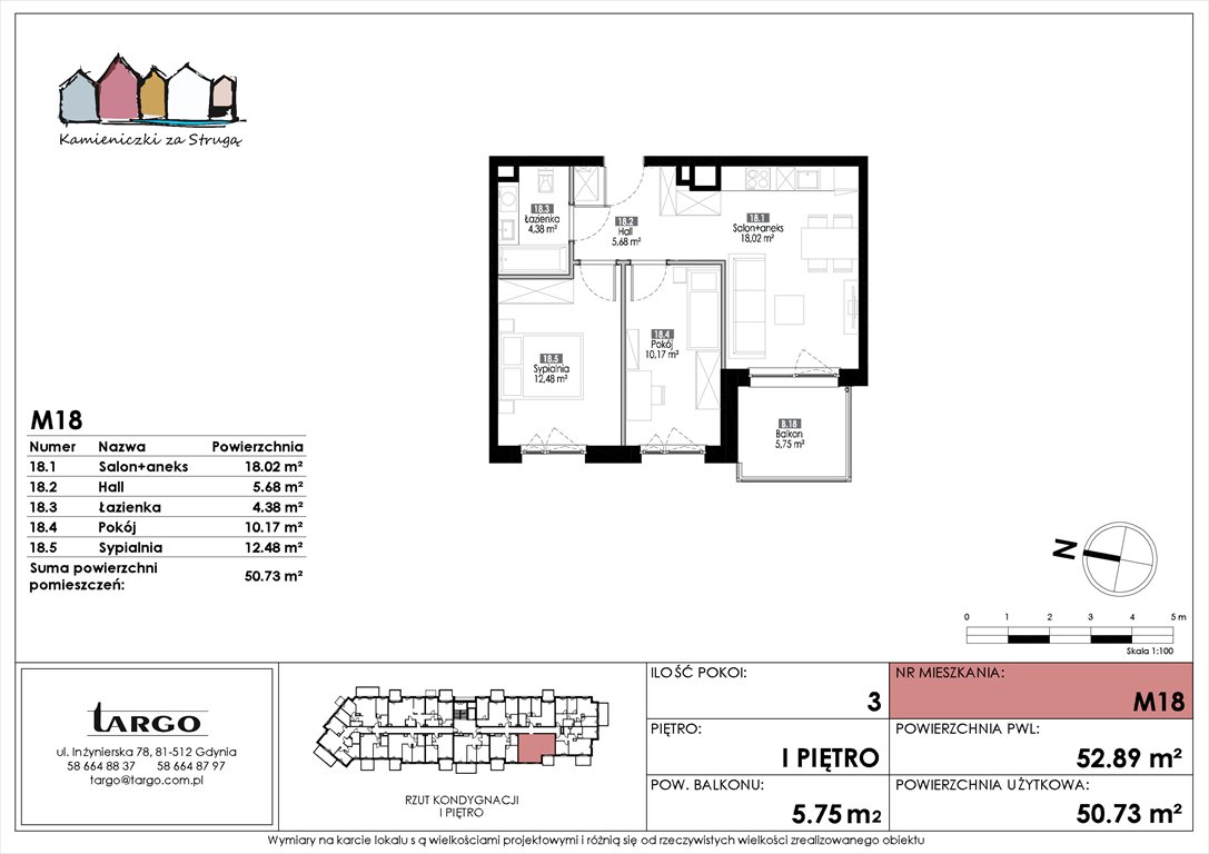 Nowe mieszkanie trzypokojowe Kamieniczki za Strugą Rumia, Kosynierów 9  51m2 Foto 1
