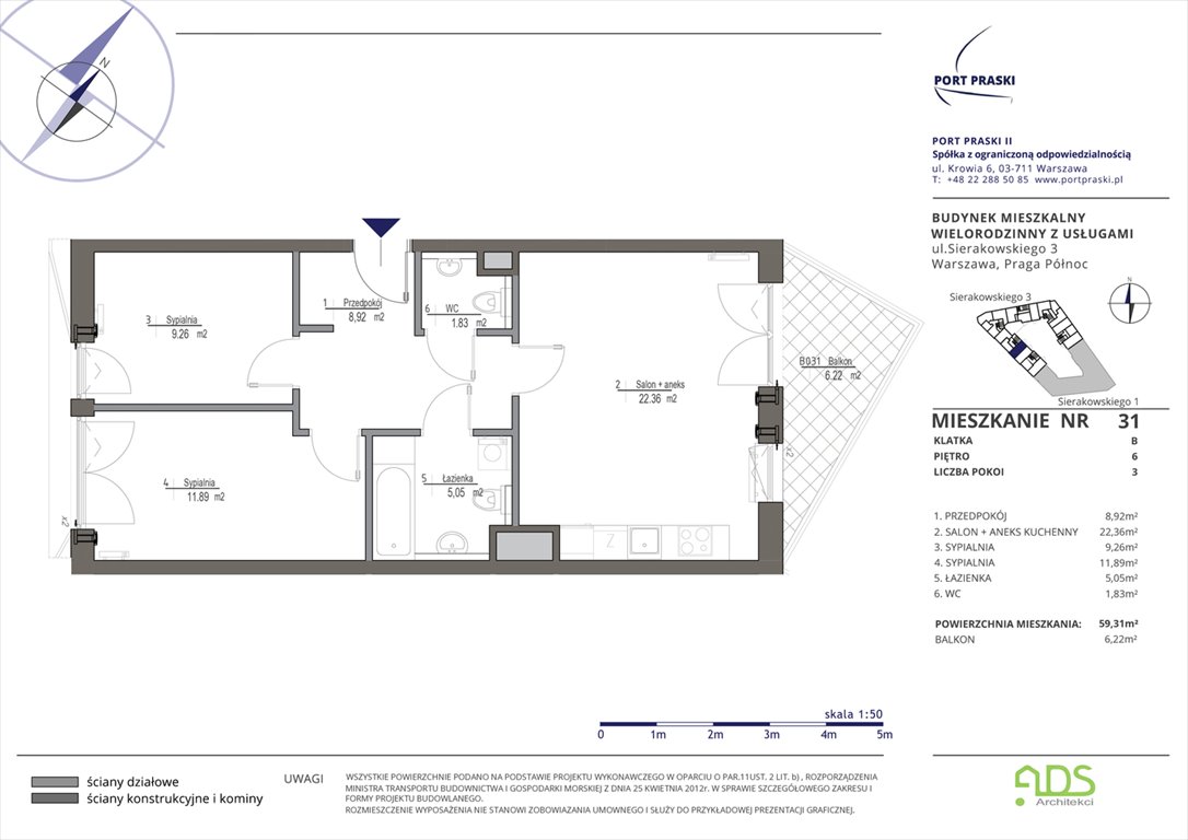 Nowe mieszkanie trzypokojowe Sierakowskiego 1 i 3 Warszawa, Praga - Północ, Sierakowskiego 1-3  59m2 Foto 1