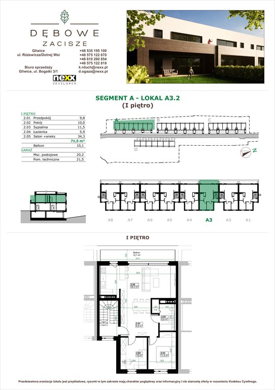 Nowe mieszkanie trzypokojowe Dębowe Zacisze Gliwice, Dolnej Wsi  72m2 Foto 1