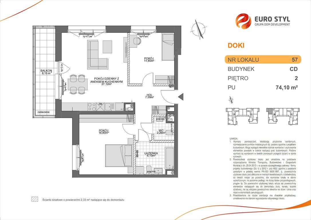 Nowe mieszkanie trzypokojowe DOKI LIVING Gdańsk, Śródmieście, ks. Jerzego Popiełuszki/Rybaki Górne  74m2 Foto 1