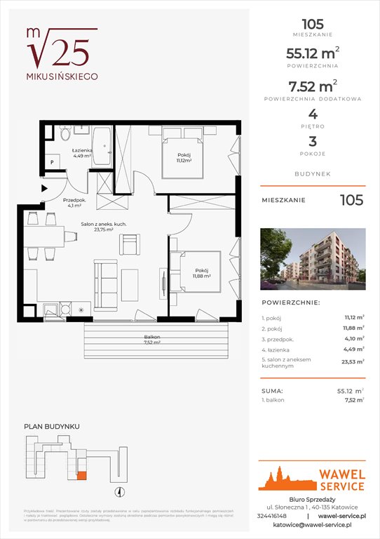 mieszkanie na sprzedaż 55m2 mieszkanie Katowice, Mikusińskiego 25