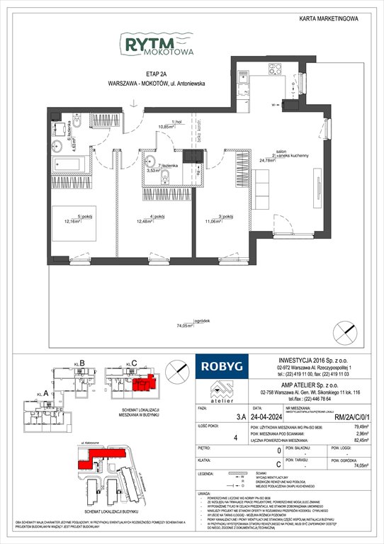 Nowe mieszkanie czteropokojowe  Rytm Mokotowa Warszawa, Mokotów, Antoniewska  79m2 Foto 1