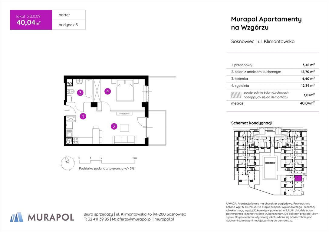 Nowe mieszkanie dwupokojowe Murapol Apartamenty na Wzgórzu Sosnowiec, ul. Klimontowska  40m2 Foto 1