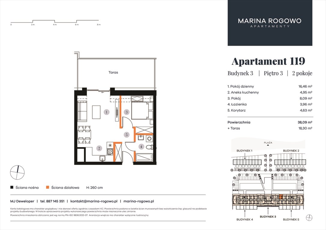 Nowe mieszkanie dwupokojowe APARTAMENTY MARINA ROGOWO Rogowo, Rogowo 65  38m2 Foto 1