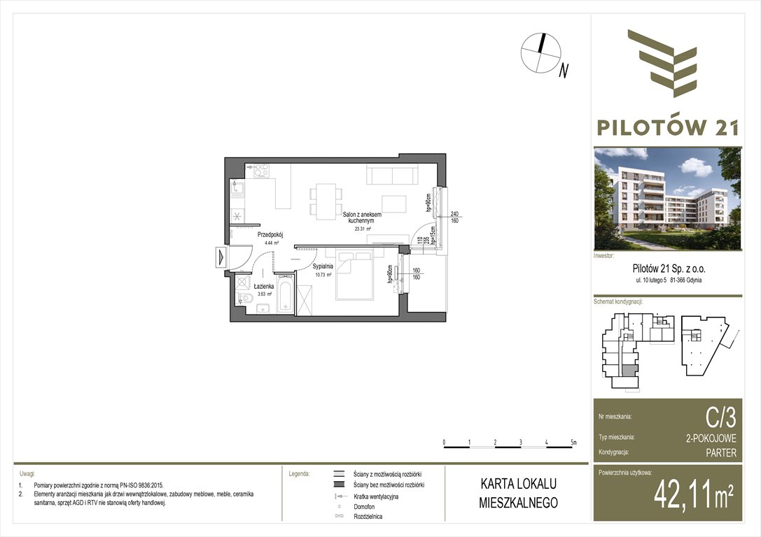 Nowe mieszkanie dwupokojowe Pilotow 21 Gdańsk, Zaspa, Pilotów 21  42m2 Foto 1