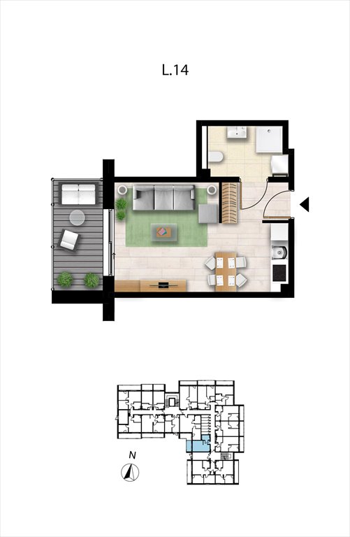 Nowa kawalerka Sunset Resort Grzybowo, Nadmorska 98 -106  27m2 Foto 1
