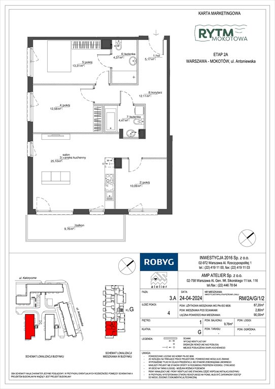 Nowe mieszkanie czteropokojowe  Rytm Mokotowa Warszawa, Mokotów, Antoniewska  87m2 Foto 1