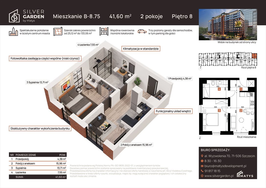 mieszkanie na sprzedaż 42m2 mieszkanie Szczecin, Centrum, al. Wyzwolenia 70 / ul. Staszica 21