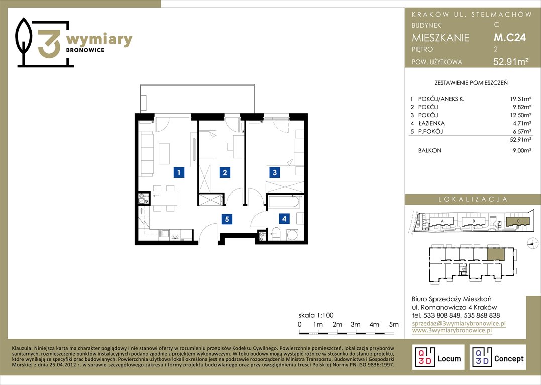 Nowe mieszkanie trzypokojowe 3 Wymiary Bronowice Kraków, Bronowice Wielkie, Stelmachów  53m2 Foto 1