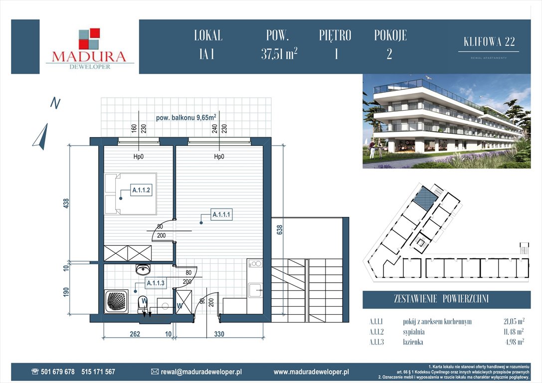 Nowe mieszkanie dwupokojowe Klifowa 22 Rewal, Ul. Klifowa 22  38m2 Foto 1