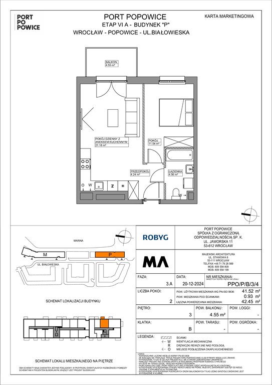 Nowe mieszkanie dwupokojowe Port Popowice Wrocław, Fabryczna, Białowieska 91a  42m2 Foto 1