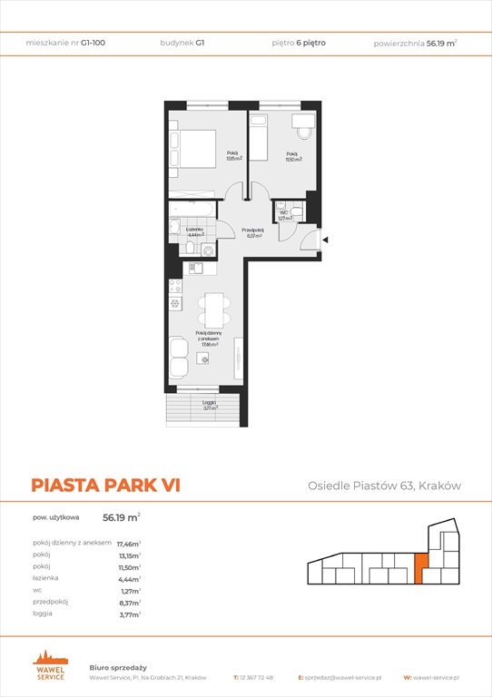 Nowe mieszkanie trzypokojowe PIASTA PARK VI Kraków, Mistrzejowice, Osiedle Piastów 63  56m2 Foto 1