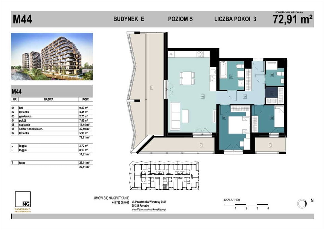 Nowe mieszkanie czteropokojowe  PANORAMA KWIATKOWSKIEGO Rzeszów, Kwiatkowskiego  73m2 Foto 1