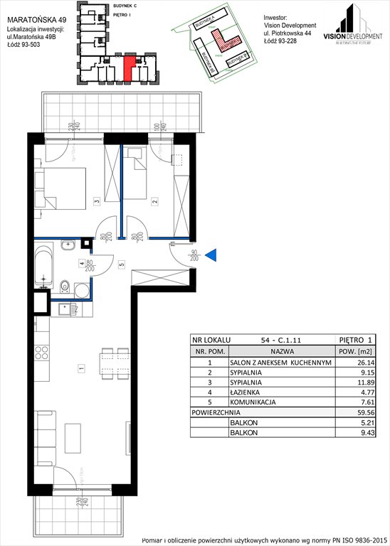 mieszkanie na sprzedaż 60m2 mieszkanie Łódź, Retkinia, Maratońska 49C
