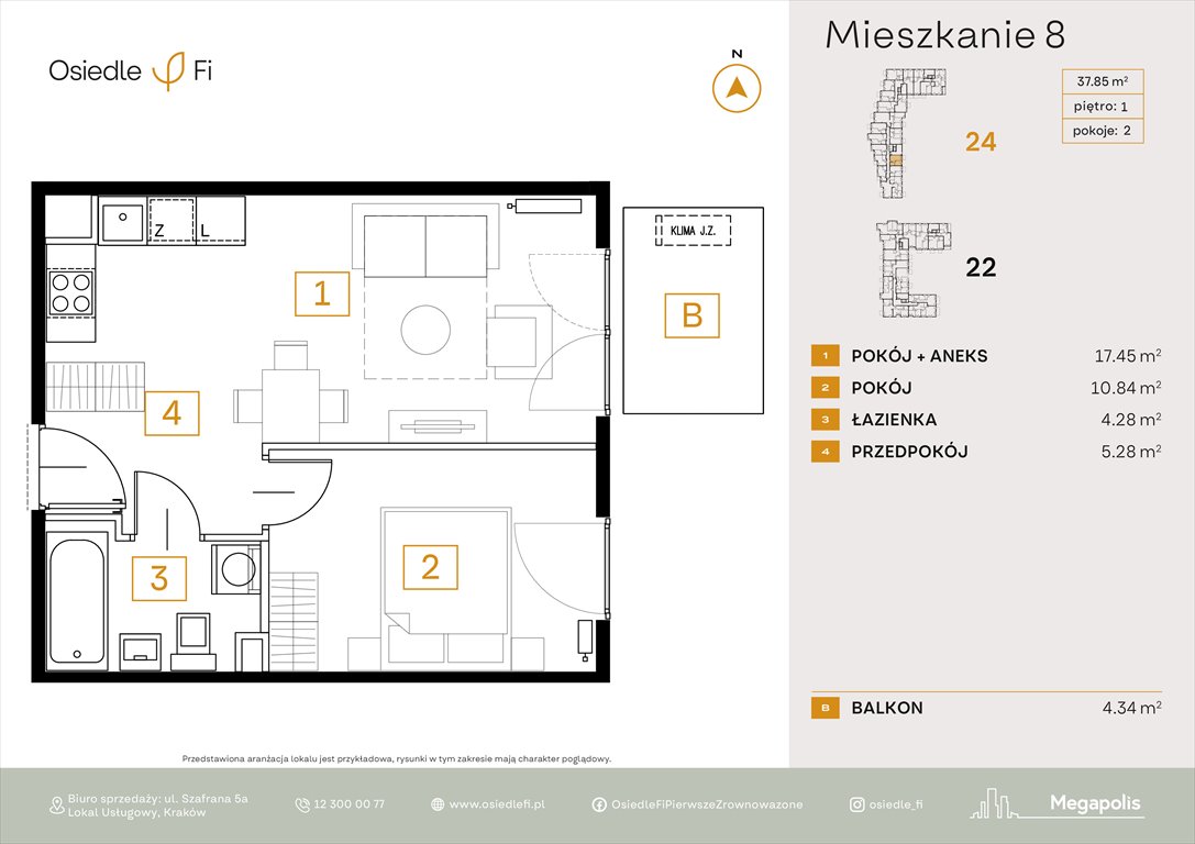 Nowe mieszkanie dwupokojowe Osiedle FI 3 Kraków, Rzemieślnicza 22-24  38m2 Foto 1