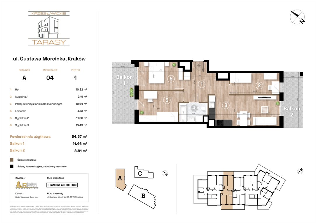 Nowe mieszkanie czteropokojowe  KRZESŁAWICKIE TARASY Kraków, Wzgórza Krzesławickie, Gustawa Morcinka  65m2 Foto 1